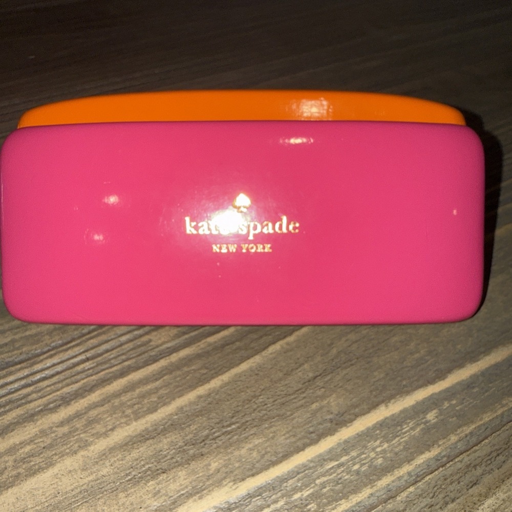 Kate Spade Pink & Orange Eye Glass Sunglasses Hard Clam Shell Case Eyes Design